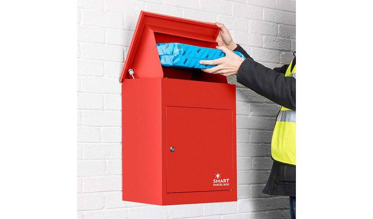 Smart Parcel Box Galvanised Steel Secure Wall Mounted Delivery Box - Red
