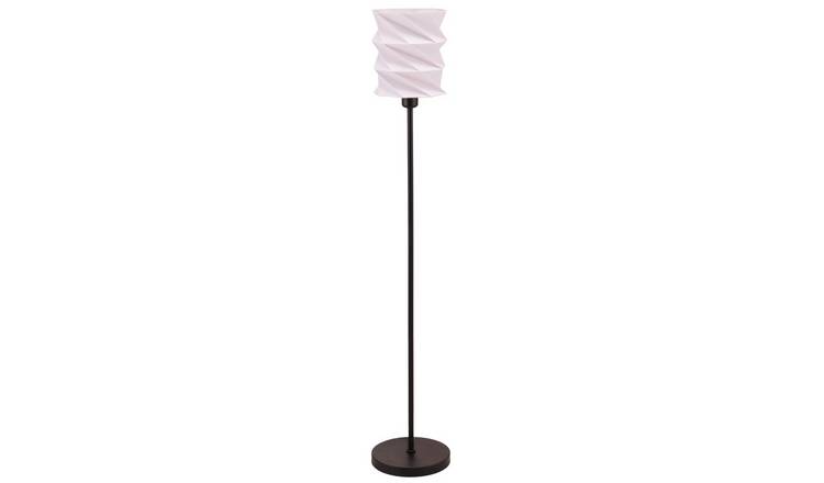 Happy Homewares Matte Black with Foldable White Geometric Floor Lamp - 18cm