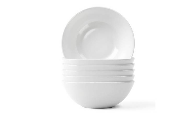 Argon Tableware Round Opalware Cereal Bowls - Pack of 6