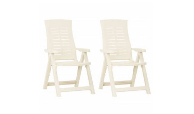 Walplus 2 Piece Plastic Reclining Folding Chairs - White