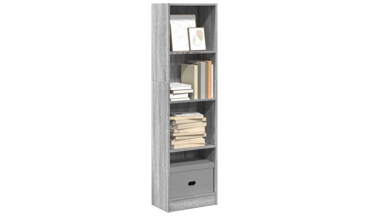 Walplus Engineered Wood Bookcase - Grey and Oak - 40 x 24 x 143 cm