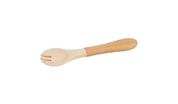 Tiny Dining Bamboo Baby Weaning Fork with Silicone Tip - Beige