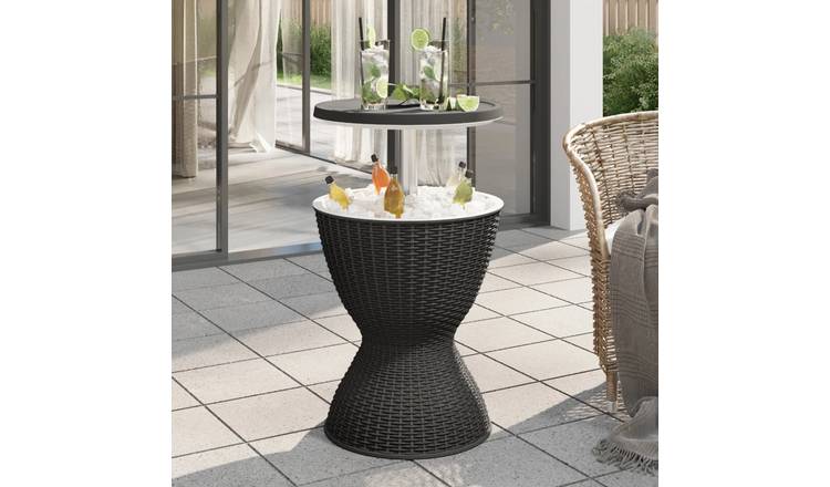 Walplus Poly Rattan 3-in-1 Ice Cooler Table Polypropylene - Black - 82 cm