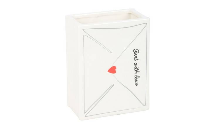 Something Different Ceramic Letter Valentine`s Day Flower Vase - White