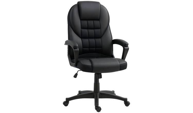 HOMCOM Faux Leather Adjustable Swivel Office Chair - Black