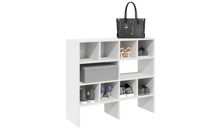 Walplus Pack of 2 Shoe Racks Stackable - White - 89.5 x 30 x 40 cm
