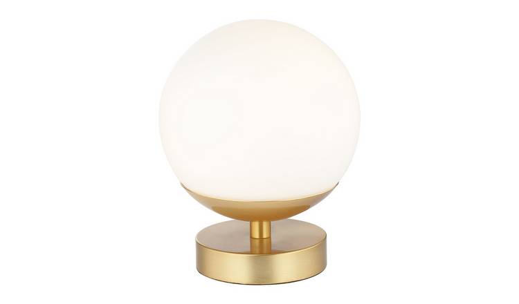 Happy Homewares Gold Touch Dimmable LED White Globe Glass Table Lamp - 15cm