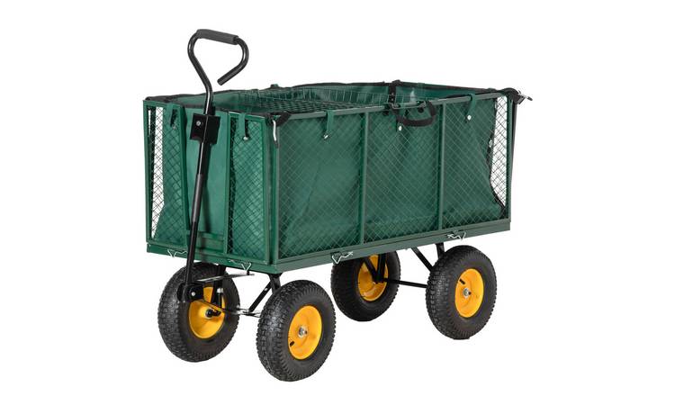Outsunny Metal Wheel Heavy Duty Garden with Handle - Dark Green