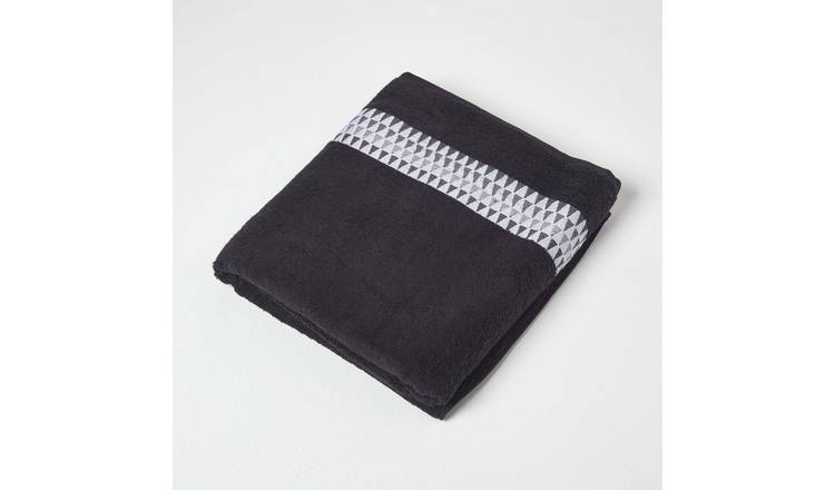 Homescapes Cotton Stratus Bath Sheet - Black