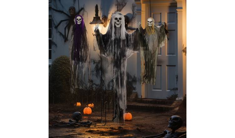 HOMCOM Set of 3 Halloween Scary Flying Ghost Decoration