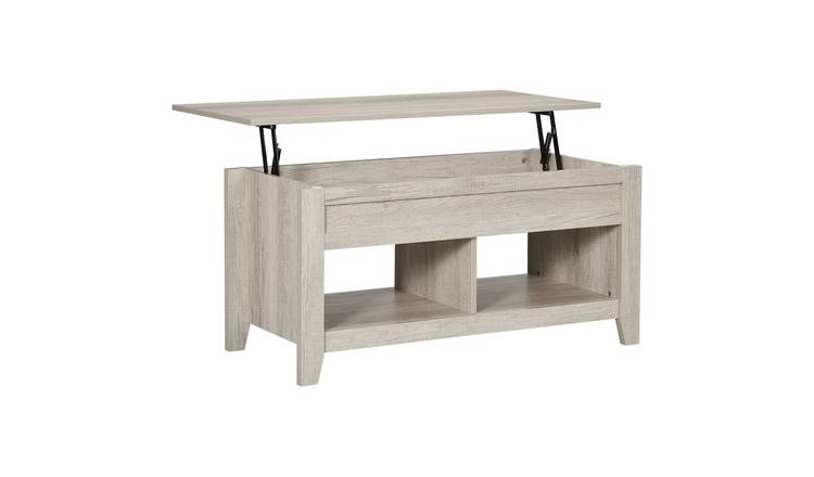 HOMCOM Lift Top Coffee Table with Hidden Storage Compartment - Oak Effect