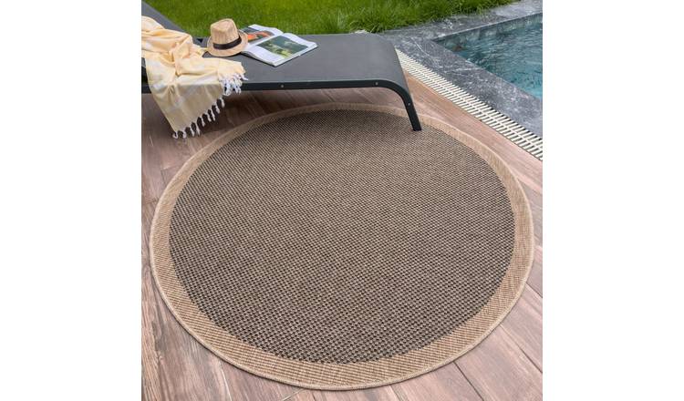 The Rugs Dark Grey Nature Square Dots Round Rug - 160cm