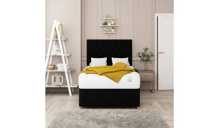 Bed Choices Monaco Small Double 4 Drawer 26" Headboard Divan Bed Set - Black