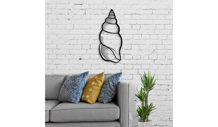 Decortie Metal Wall Art Shell Design Metal Hanging Decoration - Black