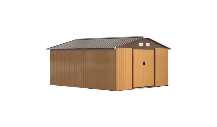 Outsunny Metal Garden Shed with Ventilation Slots and Foundation Kit - Brown