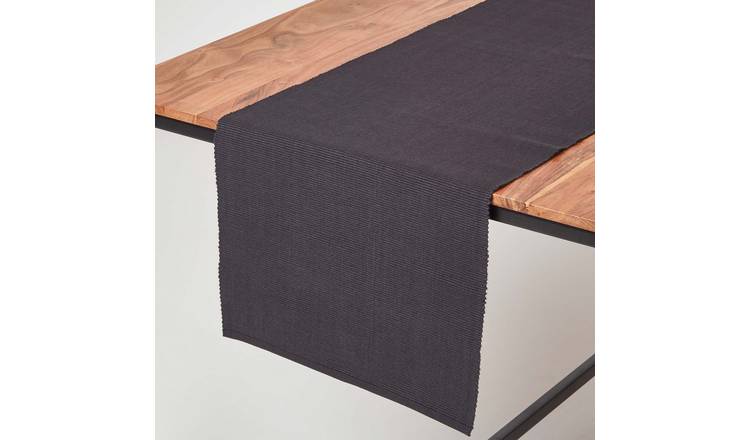Homescapes Cotton Plain Table Runner - 44 x 178 cm - Black