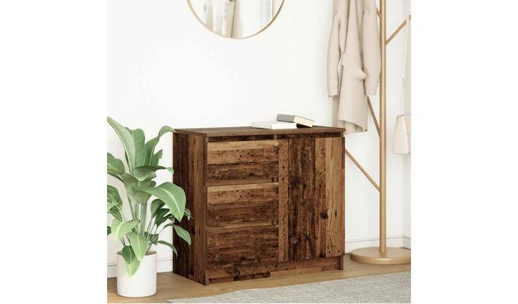 Walplus Engineered Wood 3 Drawer Sideboard - Dark Wood - 71 x 35 x 65 cm