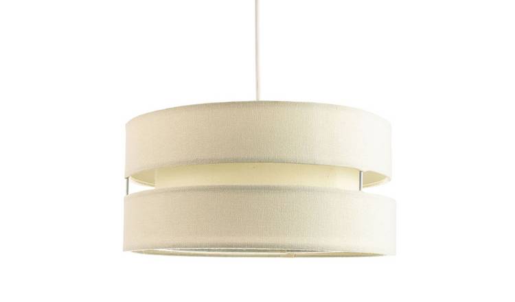 Happy Homewares Cream Linen Fabric Triple Tier Pendant Shade - 35cm