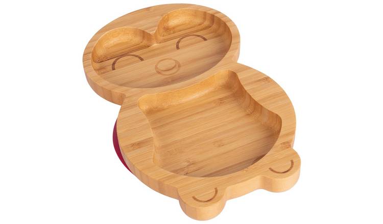Tiny Dining Children's Bamboo Suction Penguin Plate - Red
