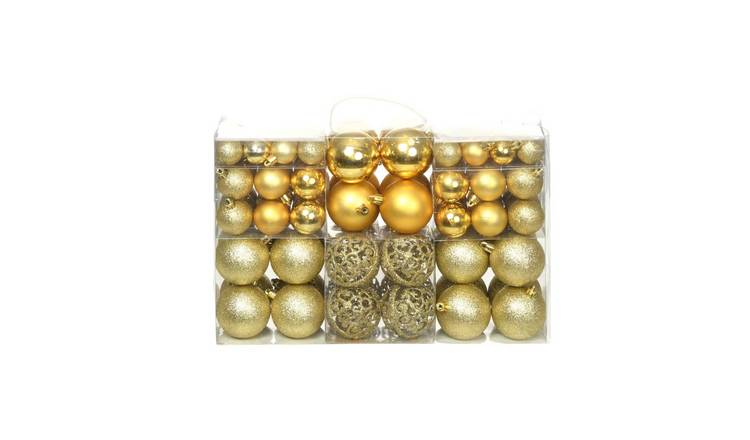 Walplus Pack of 100 Christmas Baubles - Gold - 6 x 6 cm