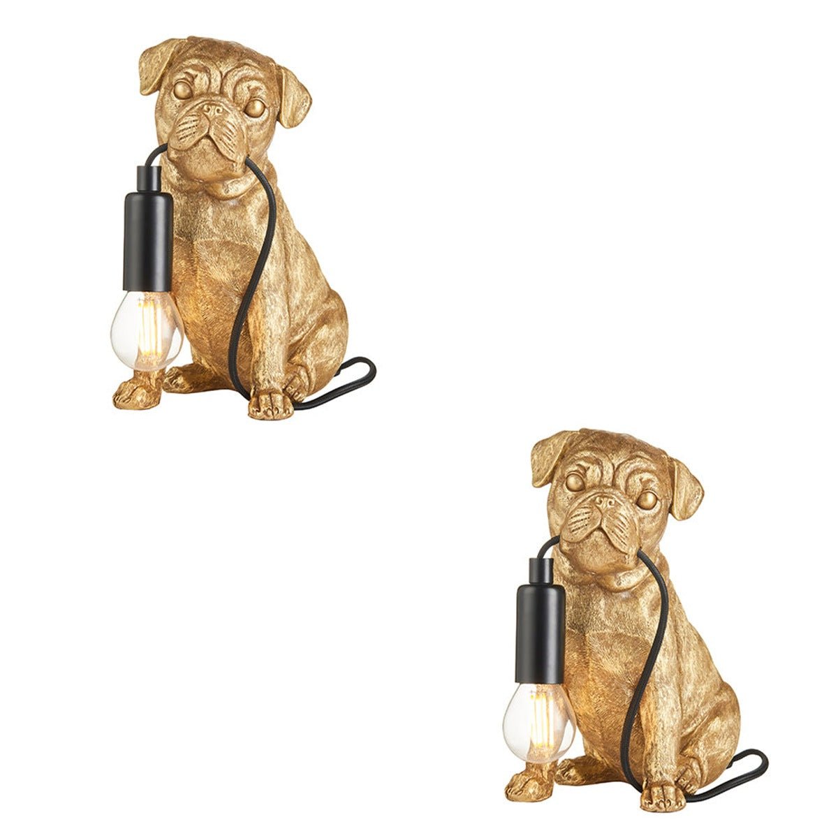 Loops Direct Pack of 2 Resin and Steel Table Lamp - Vintage Gold - Image 1
