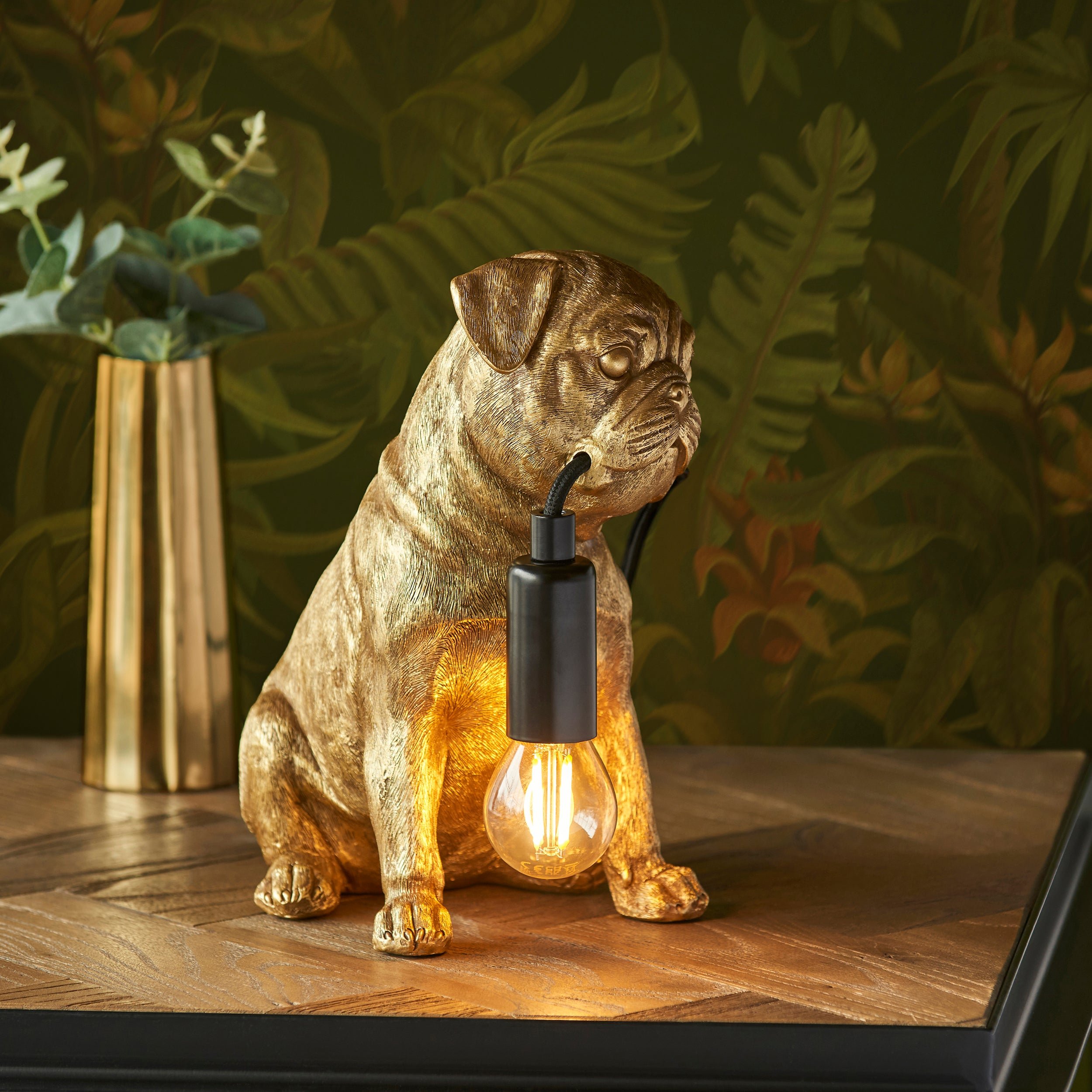 Loops Direct Pack of 2 Resin and Steel Table Lamp - Vintage Gold - Image 2