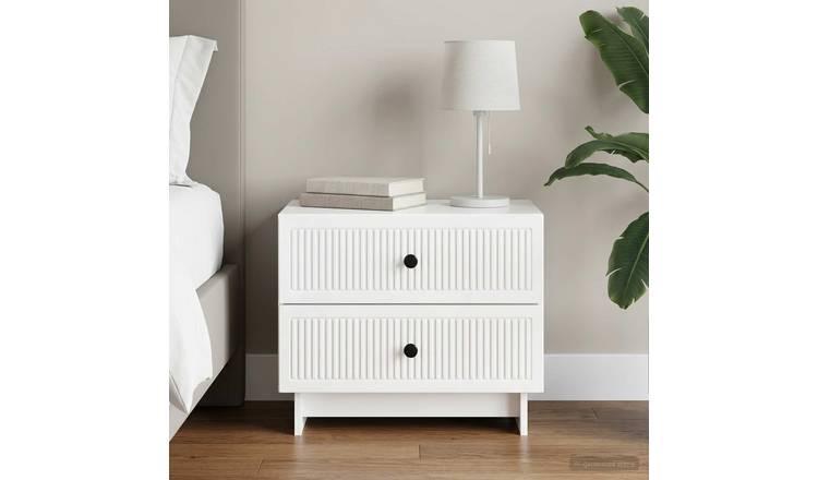 Walplus High Gloss Bedside Cabinet - High Gloss White - 62 x 34.5 x 47.5 cm