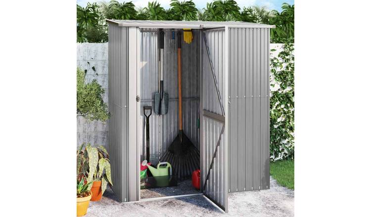 Walplus Galvanised Steel Garden Shed - Grey - 180.5 x 97 x 209.5 cm