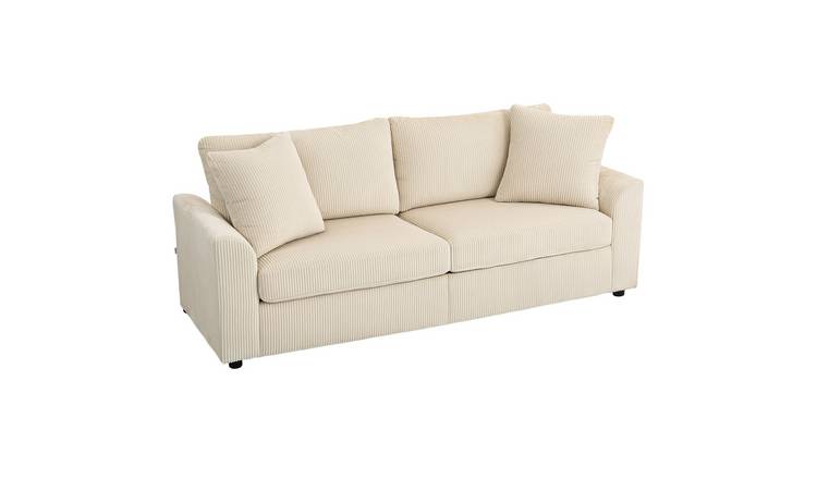 HOMCOM 3 Seater Fabric Modern Sofa with Spring Cushion - Cream