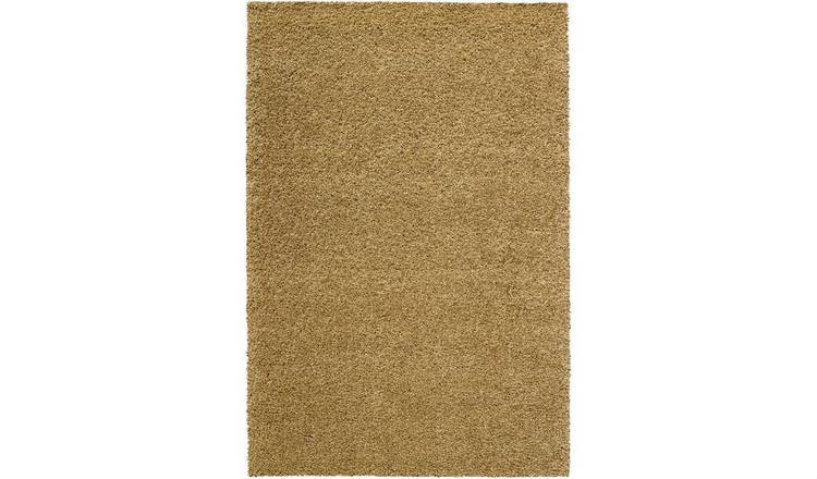 Mega Flooring Gold Shaggy Plain Rug - 80 x 150cm