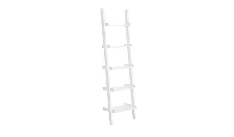SoBuy 5 Shelf Narrow Ladder Wall Shelf - White