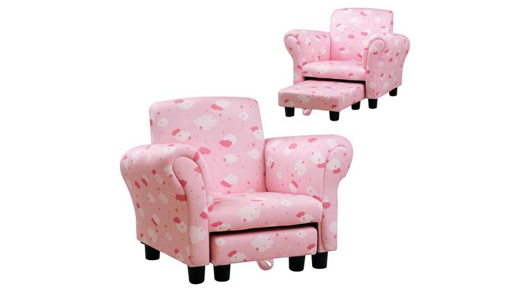 HOMCOM 1 Seater Wooden Kids Sofa with Footrest Padding - Pink