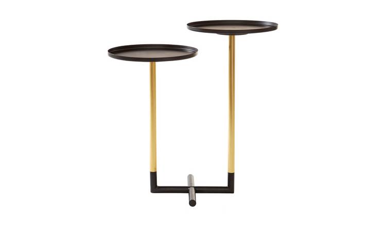 Orsina Metal 2 Tier Side Table Set - Black and Gold