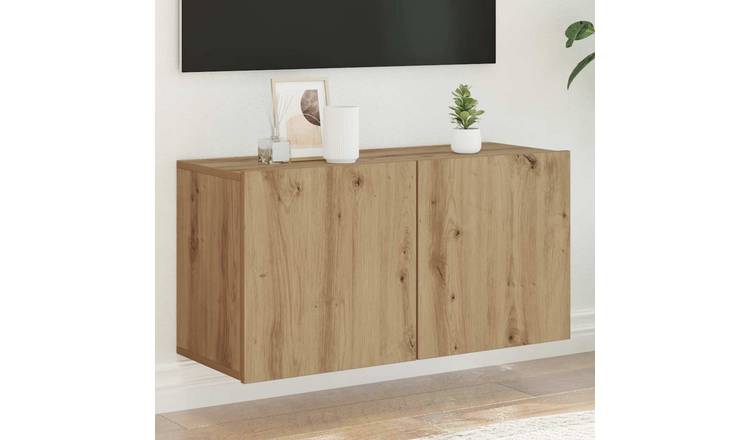 Walplus Wall Mounted Engineered Wood TV Cabinet - Oak - 80 x 30 x 41 cm