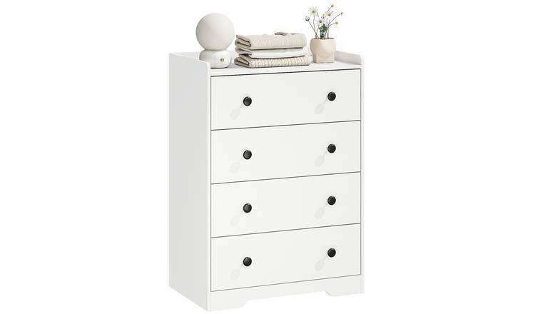 HOMCOM Modern 4 Drawer Chest - White Wood Effect