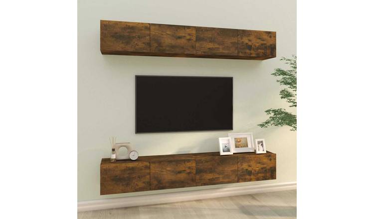 Walplus 4 Piece 2 Compartments TV Cabinet - Brown - 100 x 30 x 30 cm