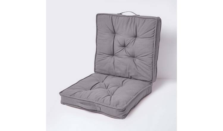 Homescapes Cotton Travel Support Booster Cushion - Charcoal Grey