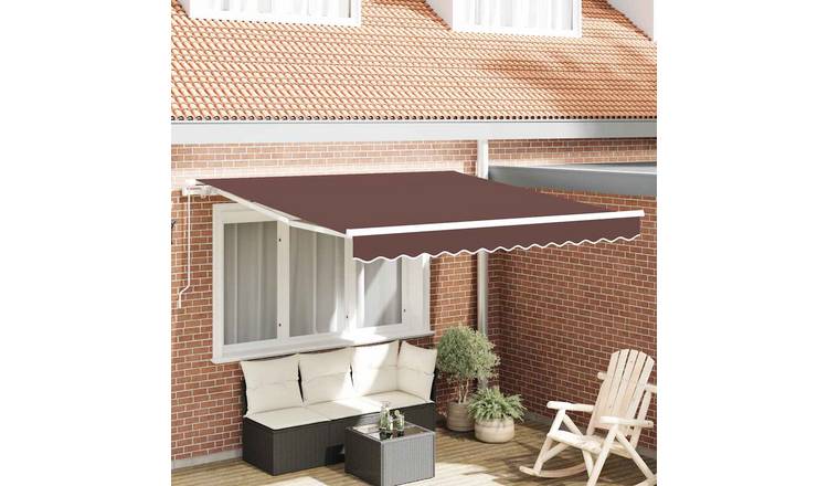 Walplus Manual Polyester Retractable Awning - Brown - 300x250 cm