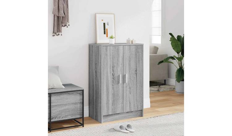 Walplus Engineered Wood Shoe Cabinet - Grey Sonoma - 60 x 35 x 92 cm