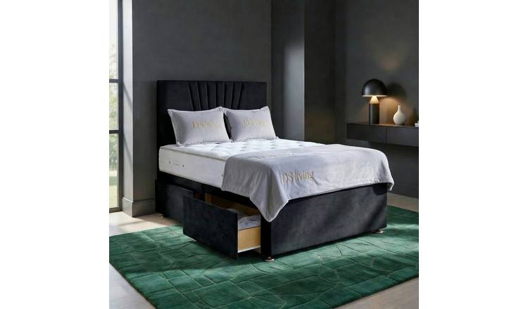 DS Living Elysian Double 4 Drawer Upholstered Divan Bed Frame - Black