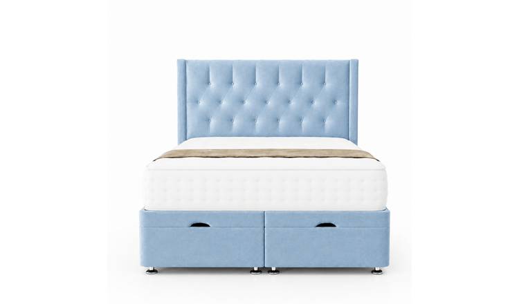 Comfy Deluxe Miami Wing 5ft King Size  End Lift Ottoman Bed Set - Sky Blue