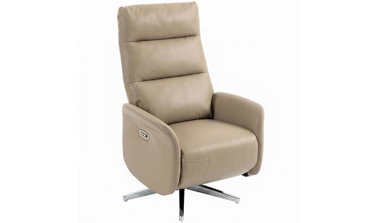 HOMCOM PU Leather Electric Swivel Recliner with Adjustable Leg Rest - Brown