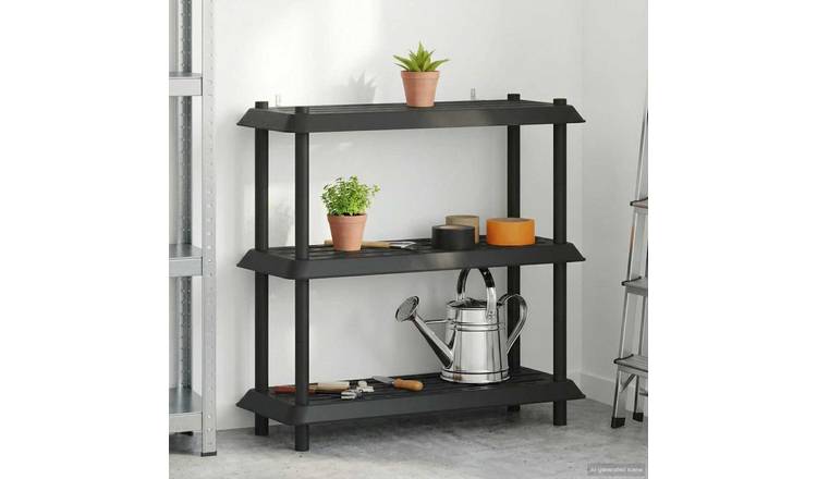 Walplus 3 Tier Shelving Unit - Anthracite - 100 x 40 x 96 cm