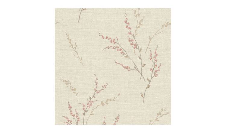 Belgravia Carmella Floral Textured Vinyl Wallpaper - Pink