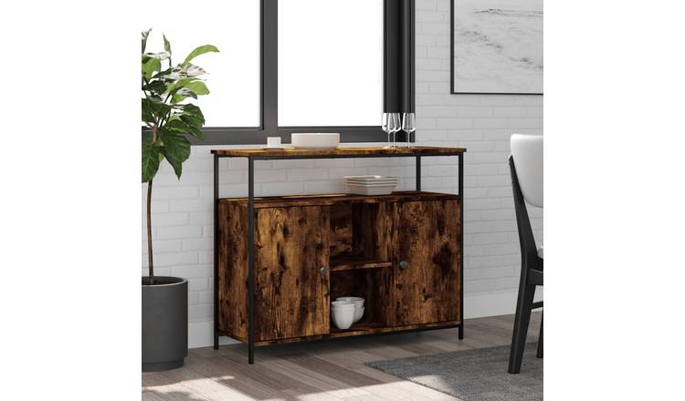 Walplus Engineered Wood Sideboard - Smoked Oak - 100 x 35 x 80 cm