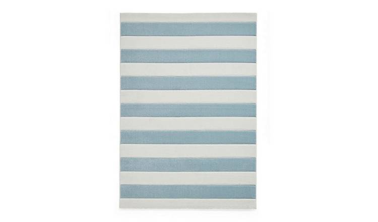 Mega Flooring Blue Modern Striped Rug - 80 x 150cm
