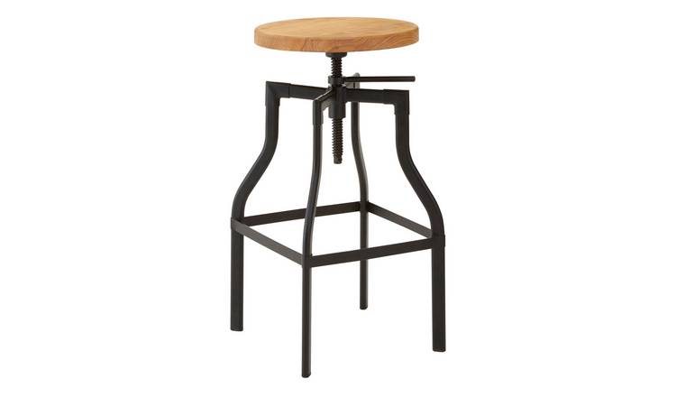 Orsina New Foundry Adjustable Ash Wood Bar Stool – Natural & Black