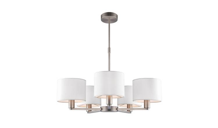 Loops Direct 57cm Diameter Steel Fabric Ceiling Pendant Light - Matt Nickel