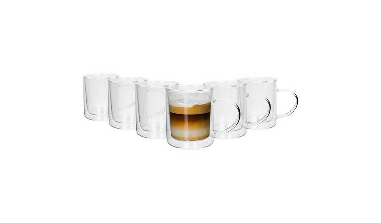 Rink Drink Double-Walled Glass Mugs Set - 360ml - Pack of 6