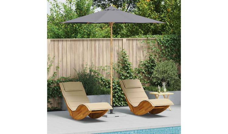 Walplus Round Garden Parasol - Dark Grey - 270 x 270 x 260 cm